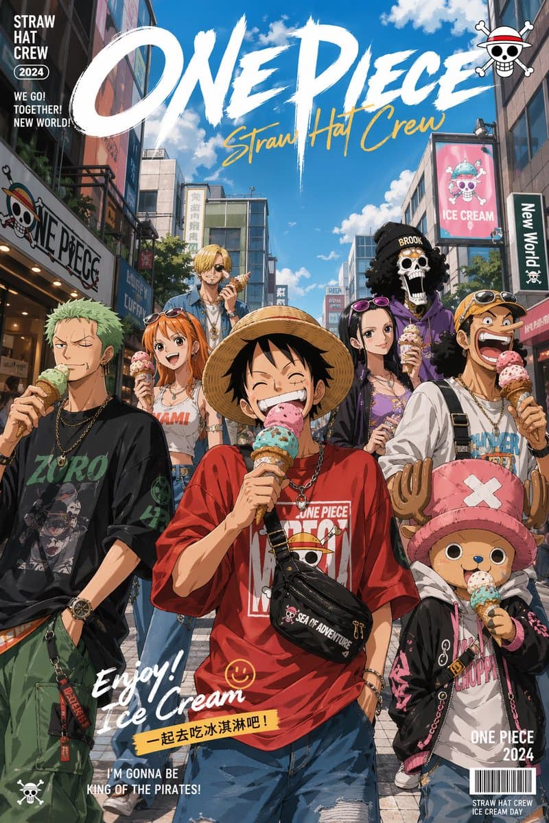 Anime Summer Street Poster - AI image template preview
