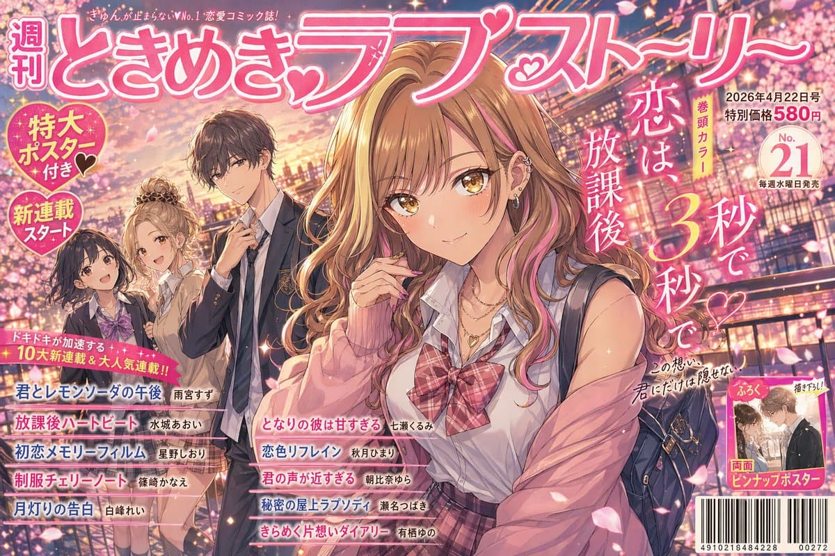 Shoujo Manga Magazine Cover - AI image template preview