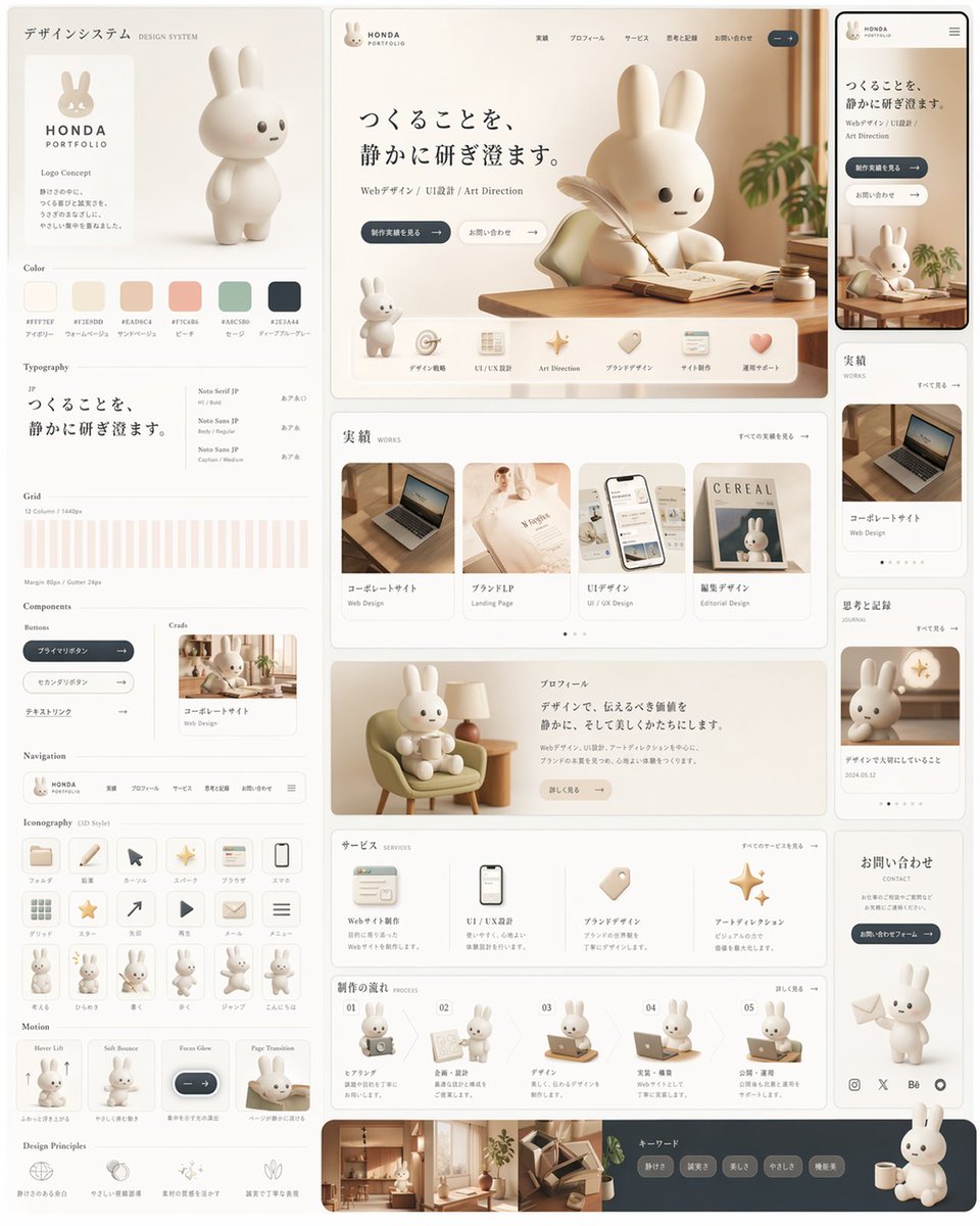 Rabbit Portfolio Design System Board - AI image template preview