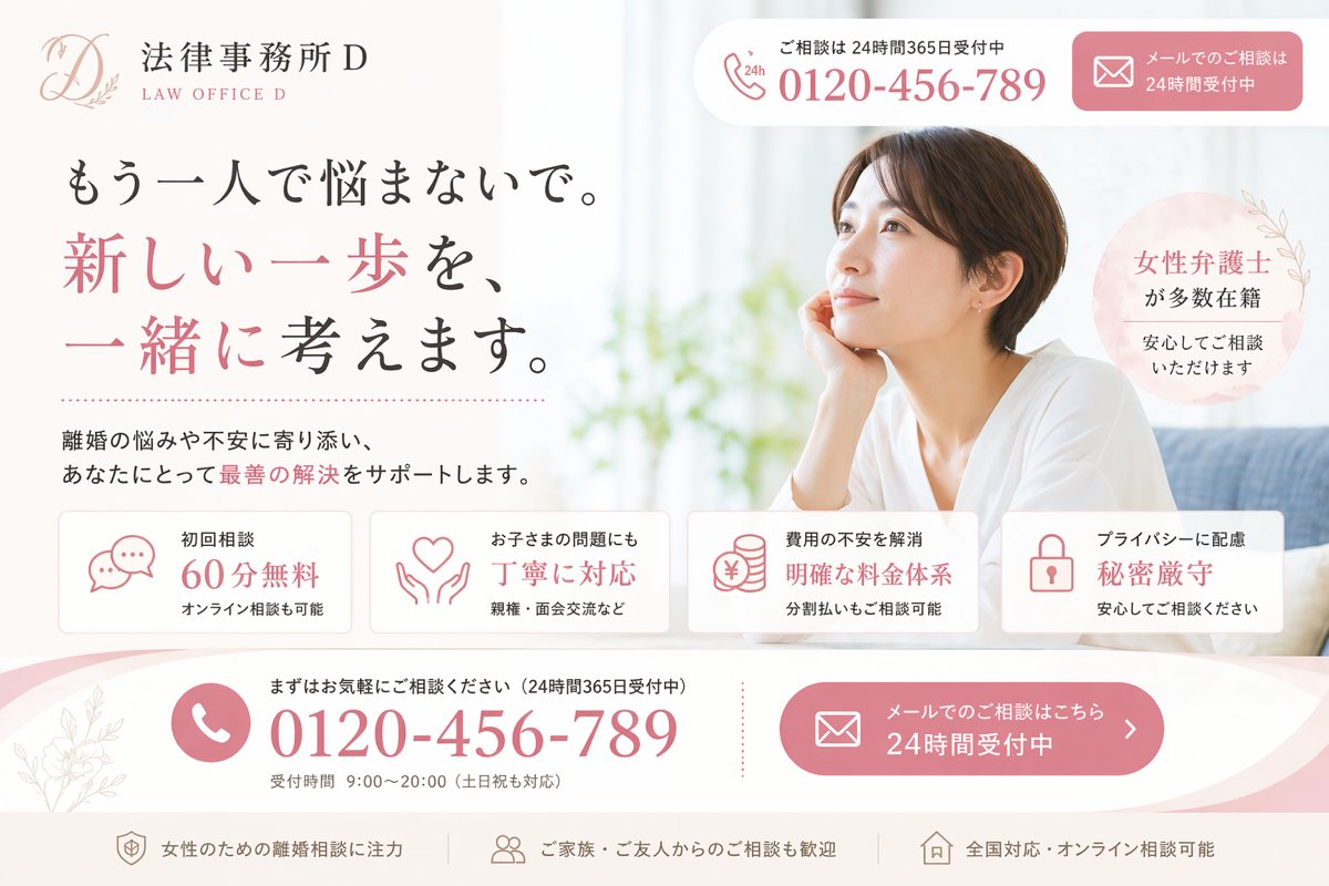 Elegant Japanese Divorce Law LP Hero - AI image template preview