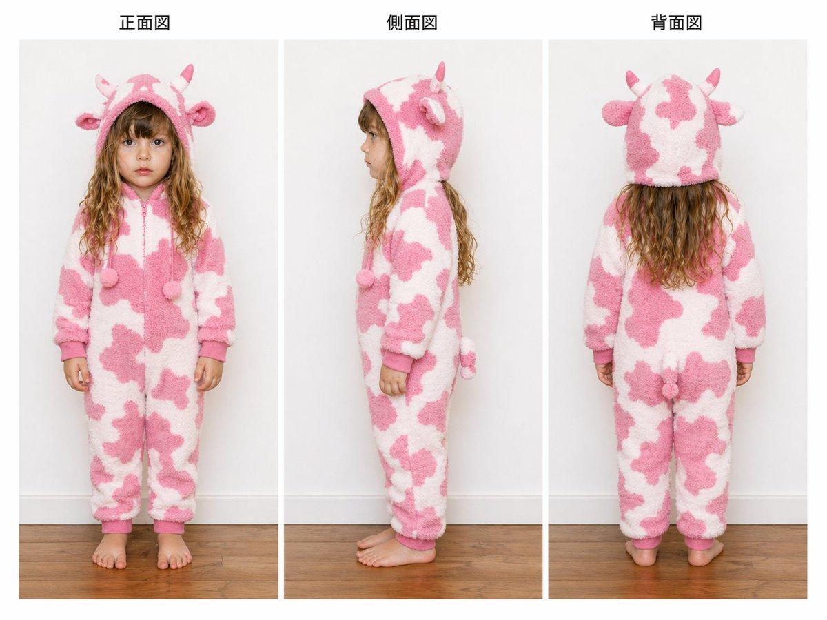 Child Cow Onesie Three-View Sheet - AI image template preview