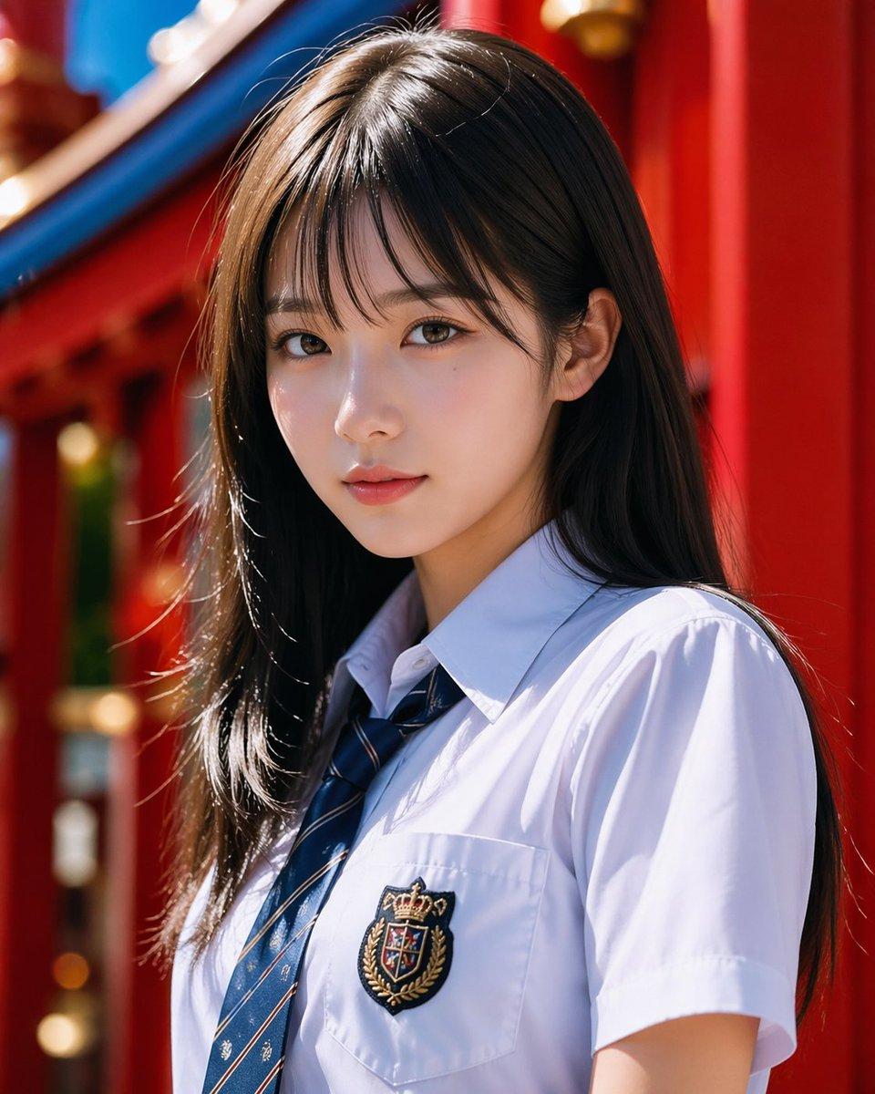 Photoreal Schoolgirl Shrine Portrait - AI image template preview