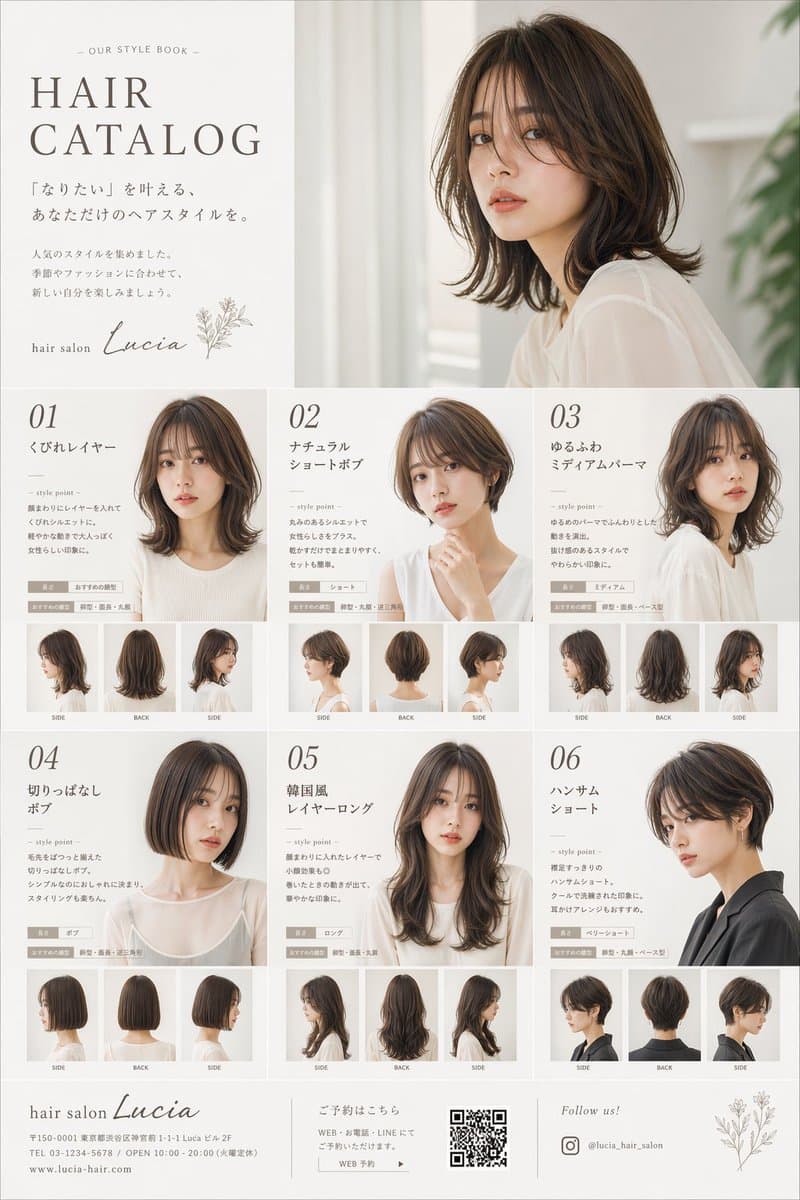 Japanese Hair Salon Catalog Poster - AI image template preview