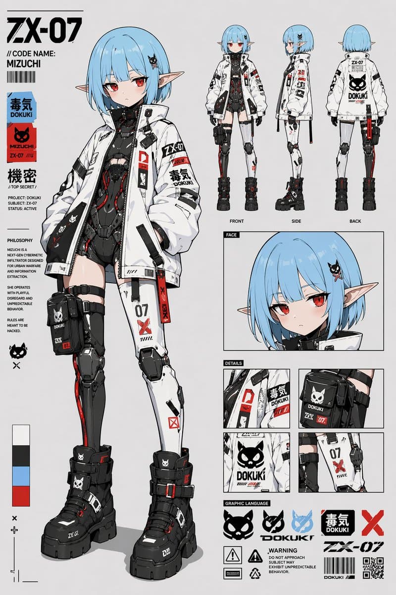 Cyberpunk Anime Character Sheet - AI image template preview