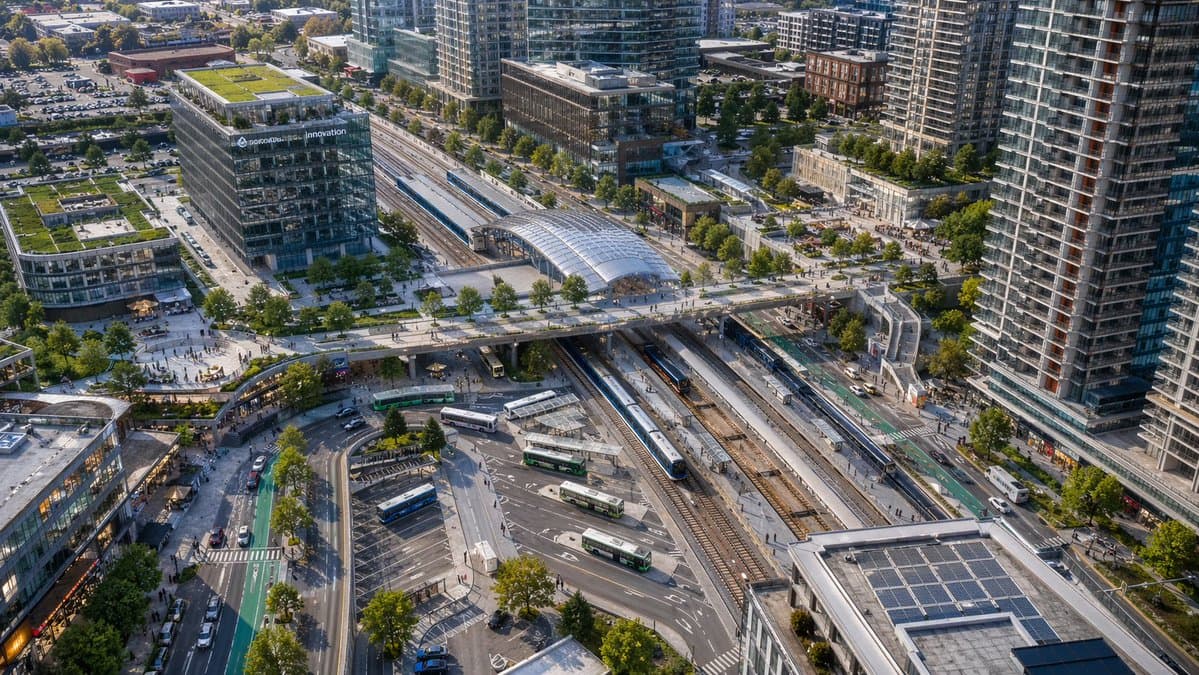 Aerial View of Modern Transit Hub - AI image template preview