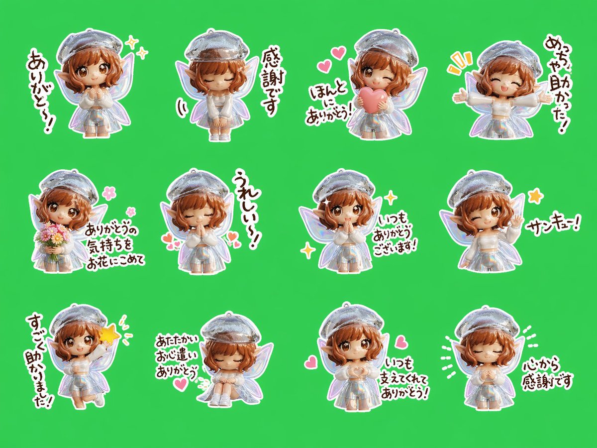 Chibi Fairy Thank-You Sticker Sheet - AI image template preview