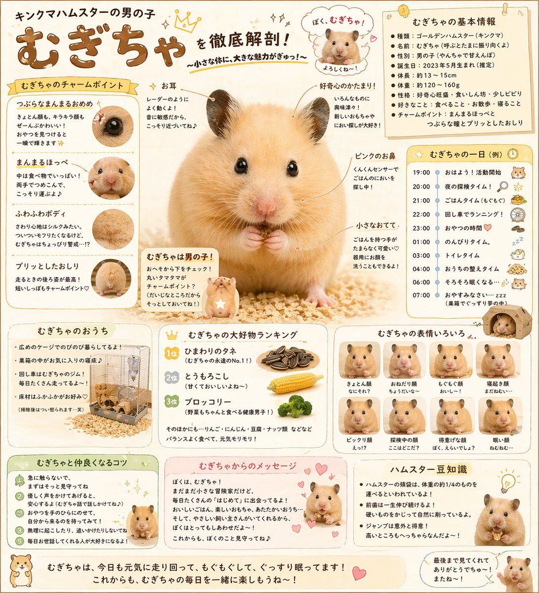 Cute Japanese Hamster Infographic - AI image template preview