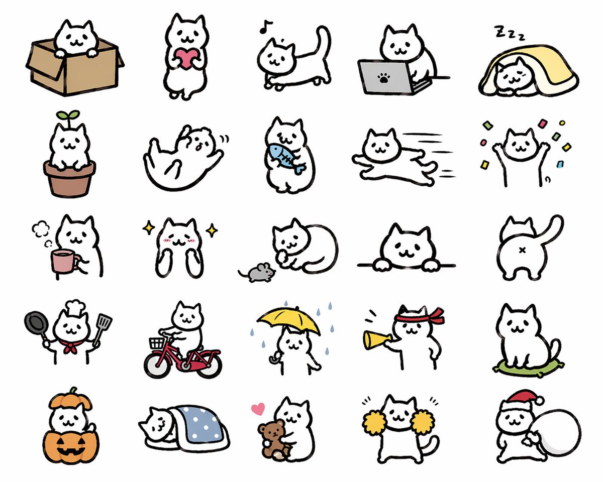 Kawaii Cat Sticker Sheet - AI image template preview