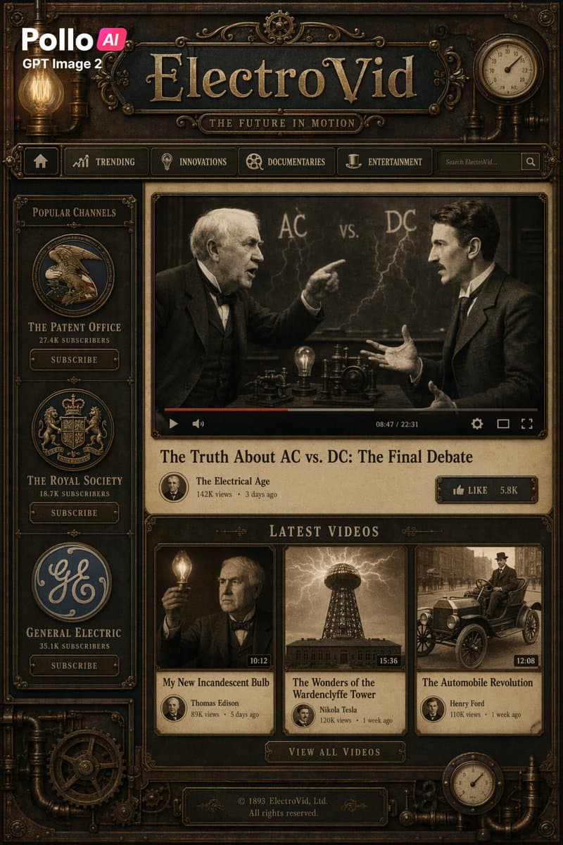 Steampunk Vintage Video Platform UI preview