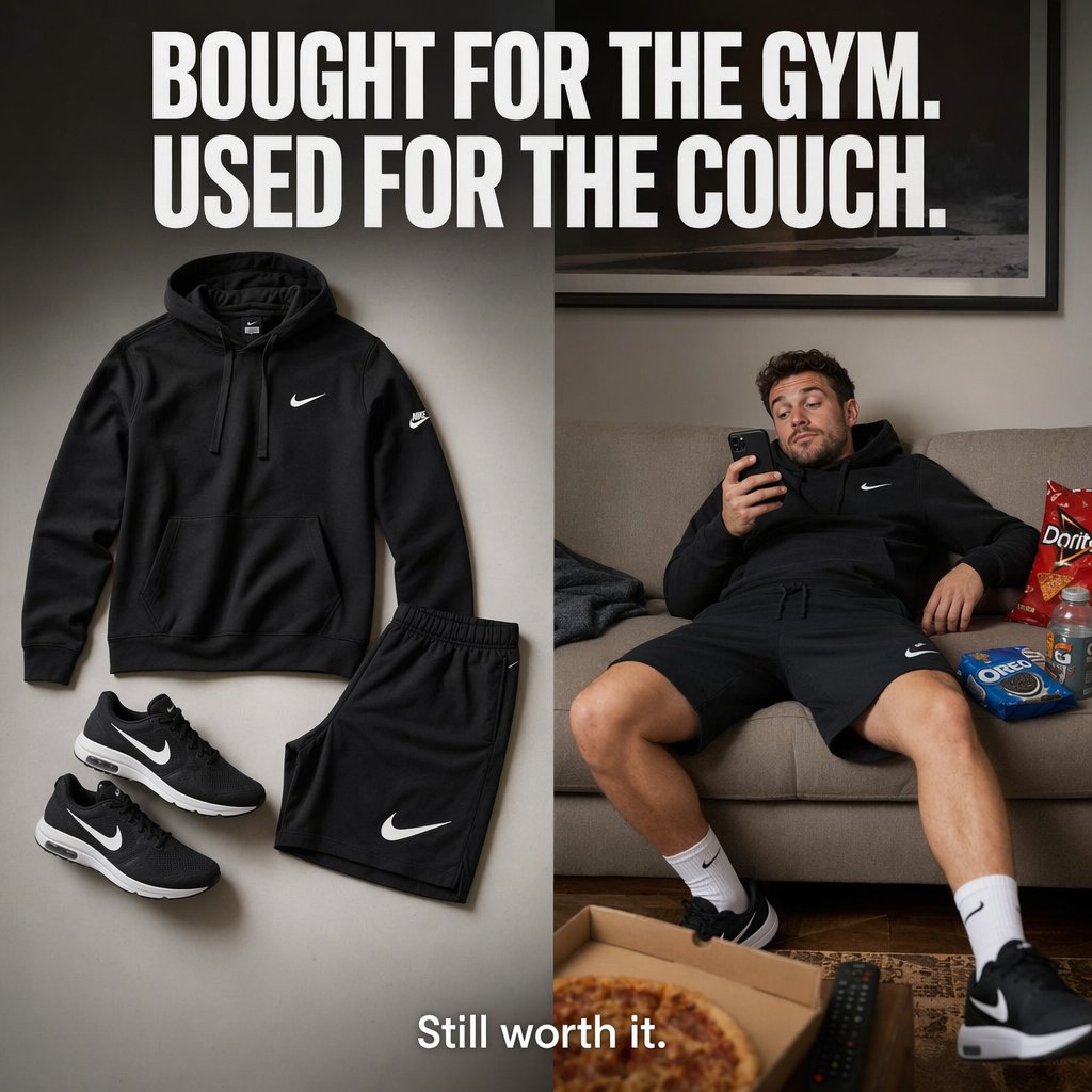 Split-Screen Athleisure Ad - AI image template preview
