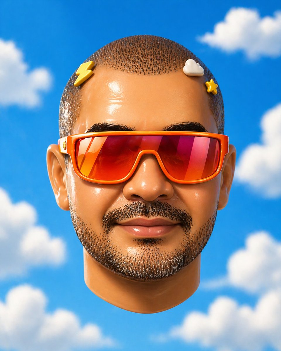 Surreal Floating Head With Censor Block - AI image template preview