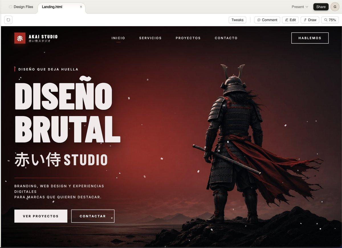 Cinematic Samurai Agency Landing Page - AI image template preview