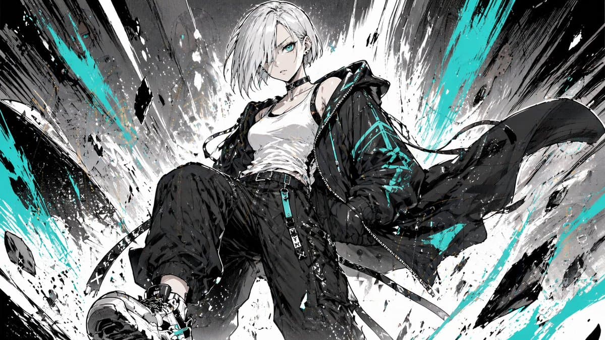 Cyber Streetwear Manga Splash Art - AI image template preview