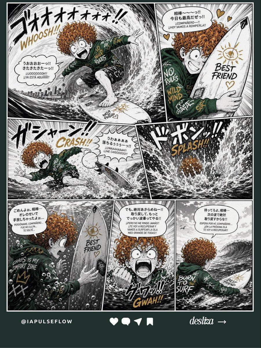 Manga Surf Wipeout Comic Poster - AI image template preview