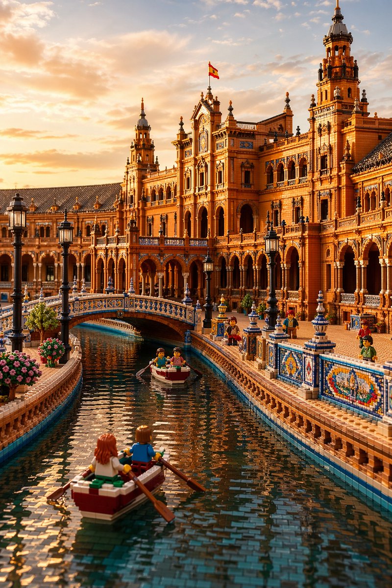 LEGO Plaza de España at Sunset - AI image template preview
