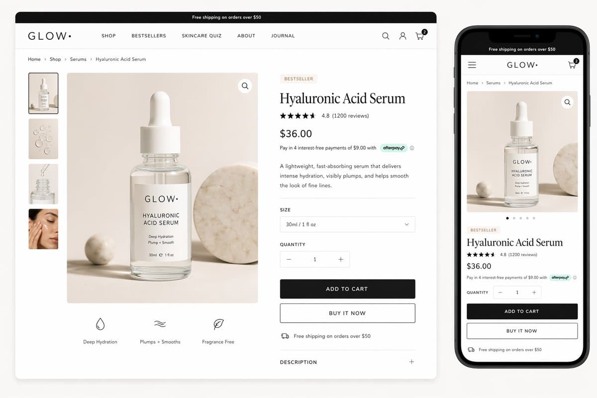 Luxury Skincare Product Page Mockup - AI image template preview