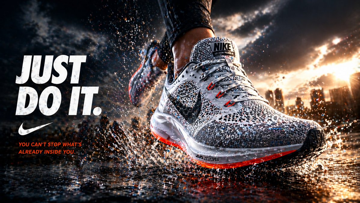 Cinematic Running Shoe Ad Poster - AI image template preview