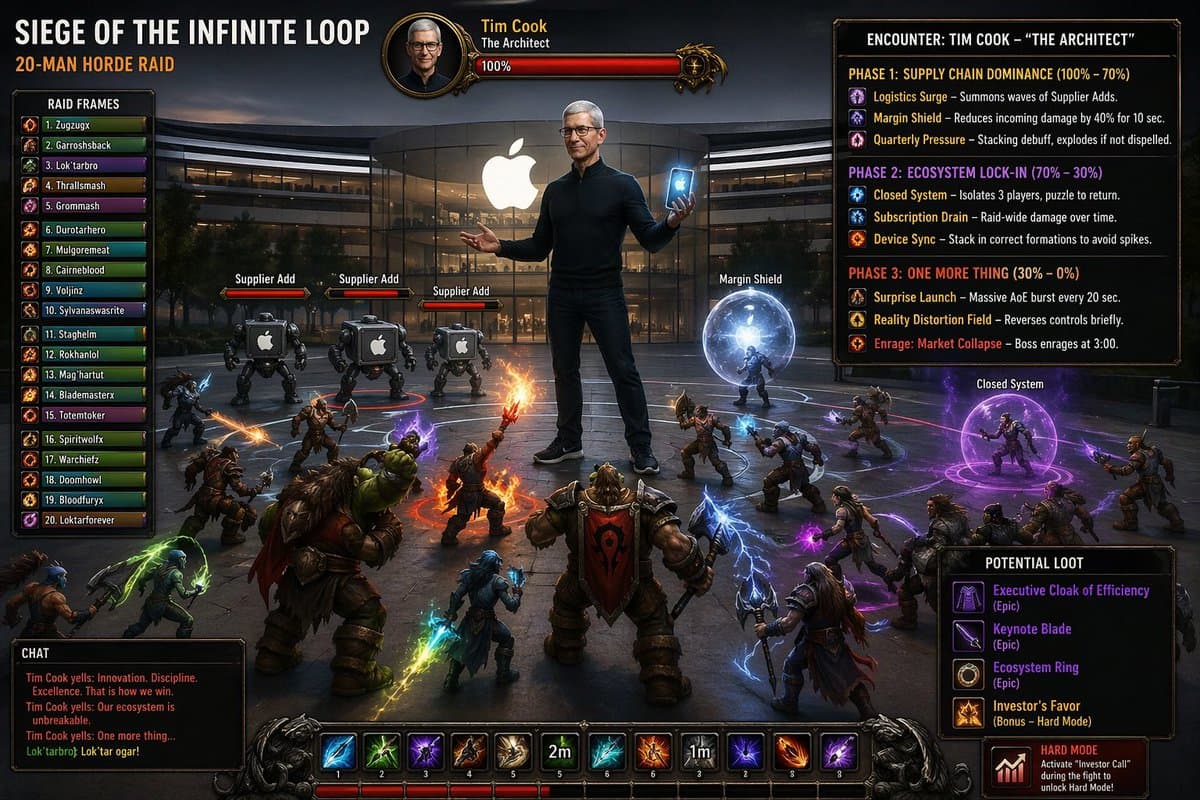 Tim Cook MMO Raid Boss Screen - AI image template preview