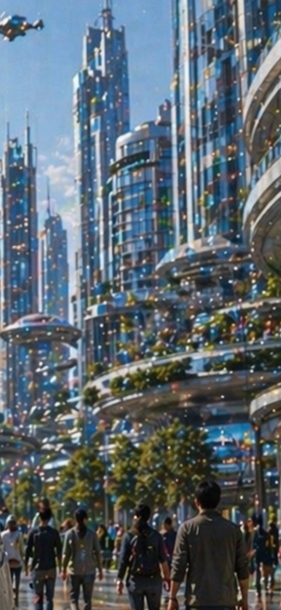 Futuristic City With Sparkling Artifacts - AI image template preview