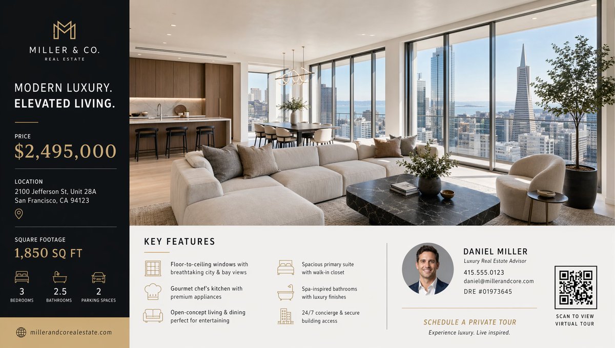 Luxury Real Estate Flyer Layout - AI image template preview