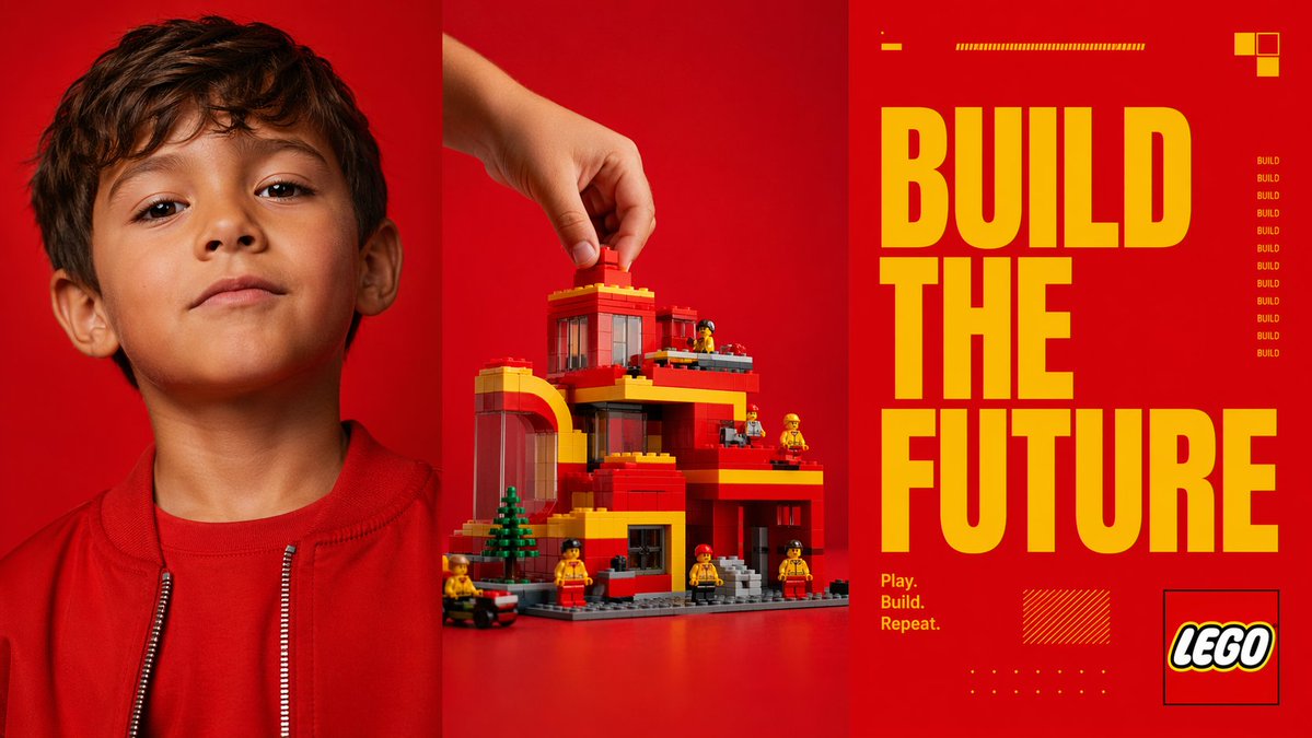 Red Triptych Build the Future Poster - AI image template preview