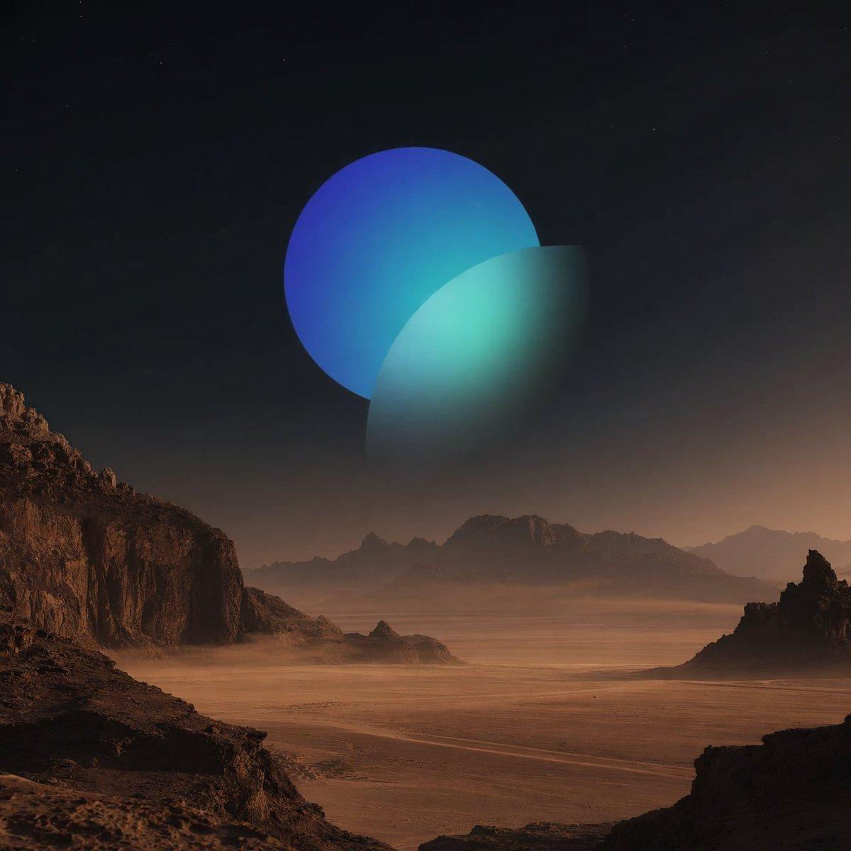 Surreal Desert with Twin Celestial Spheres - AI image template preview
