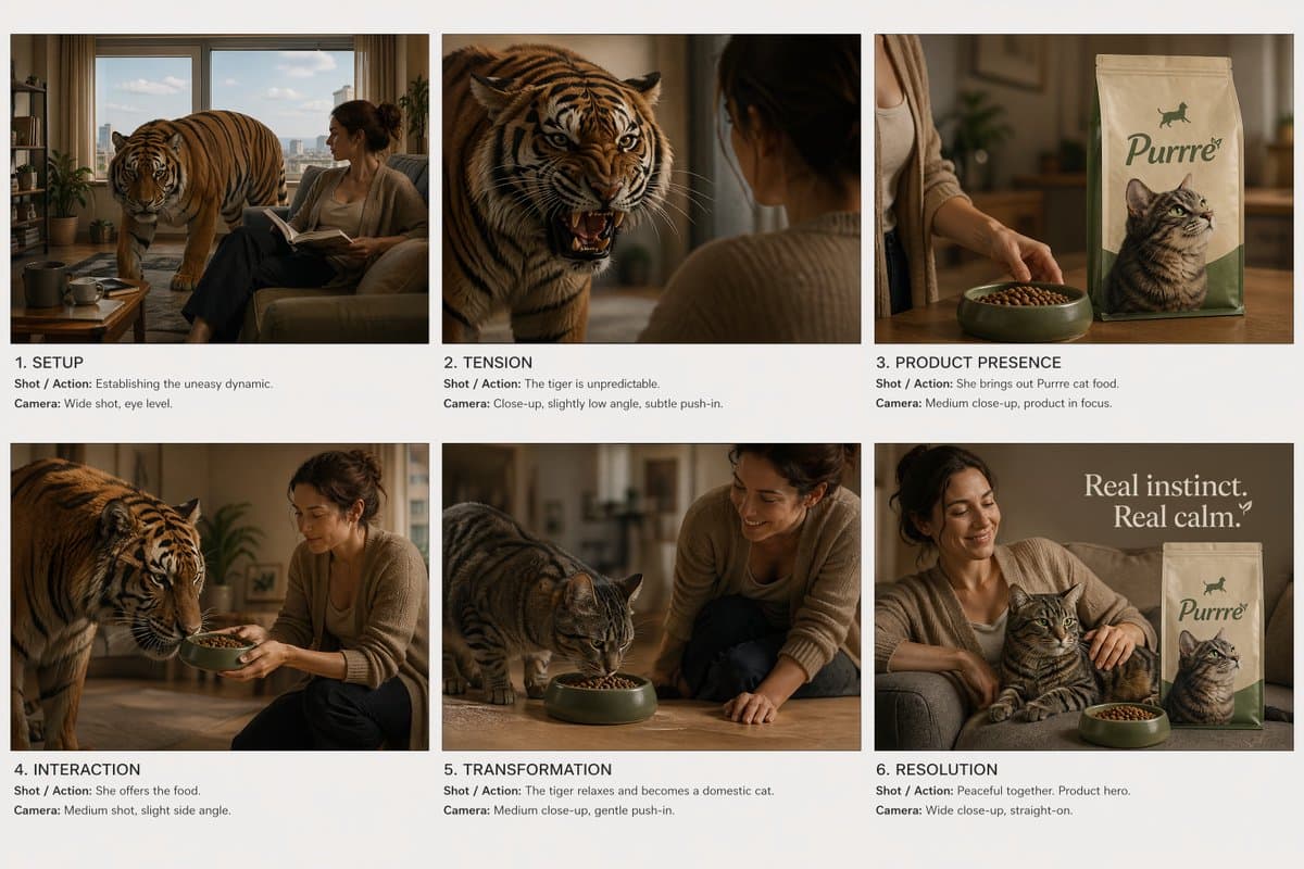 Commercial Ad Storyboard Layout - AI image template preview