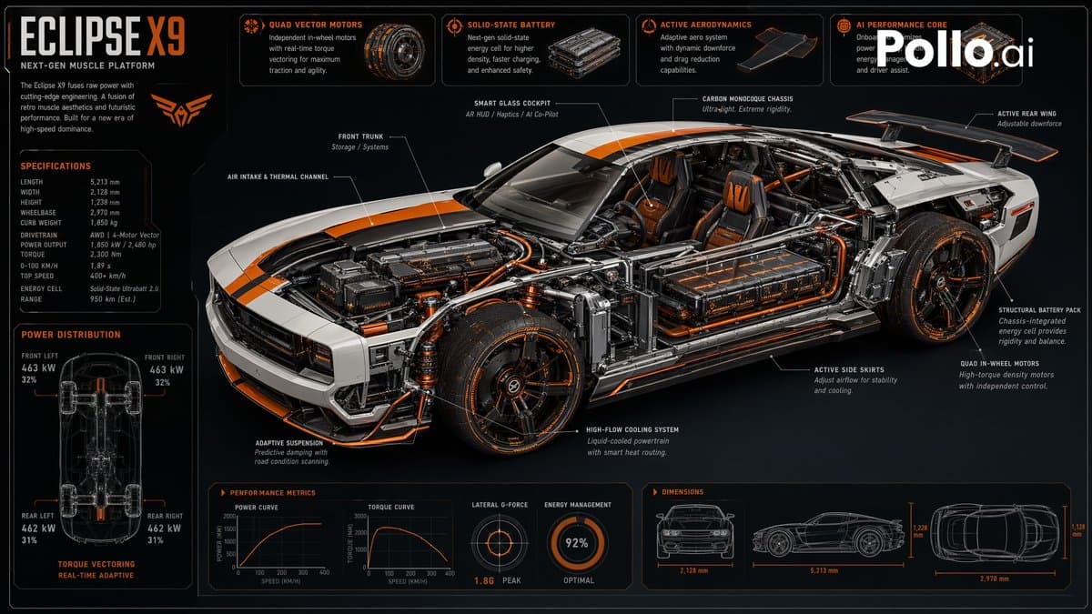 Futuristic Muscle Car Infographic - AI image template preview