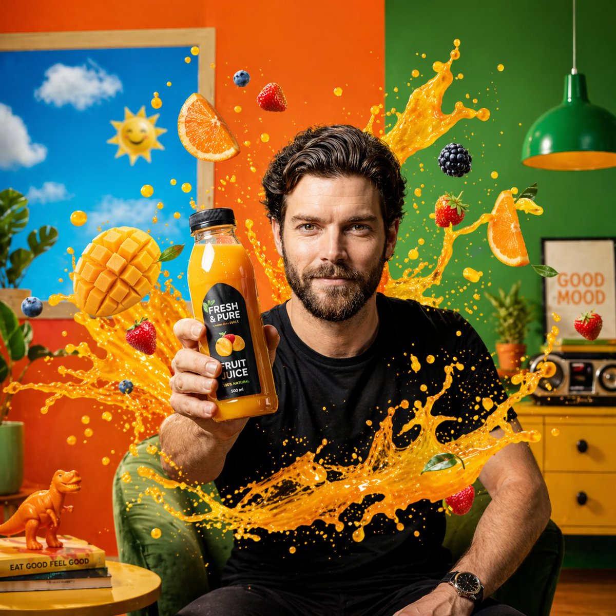 Energetic Juice Advertisement Scene - AI image template preview