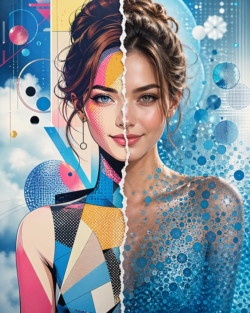Split Style Artistic Portrait - AI image template preview