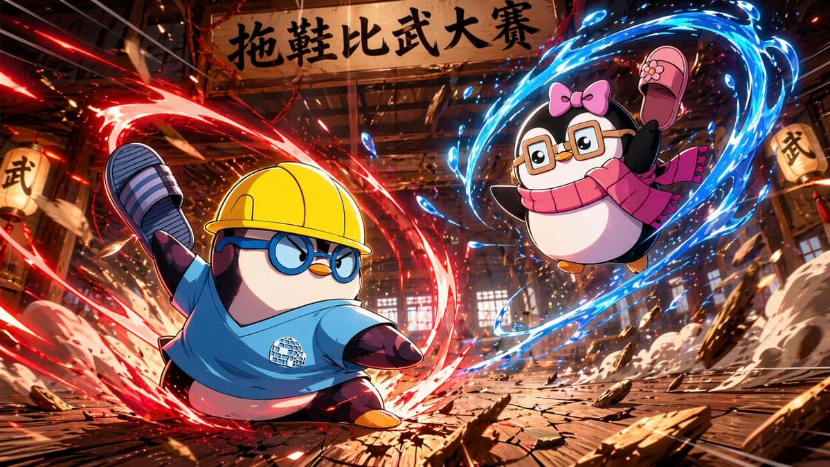 Penguin Martial Arts Dojo Duel - AI image template preview