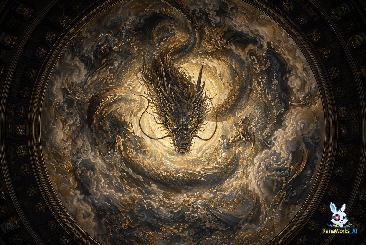 Museum-grade Crying Dragon Dome Mural - AI image template preview