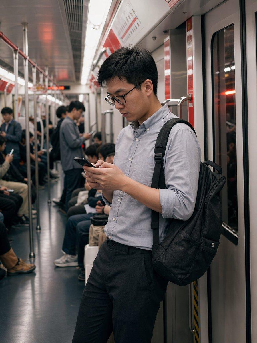 Programmer in Shanghai Metro - AI image template preview