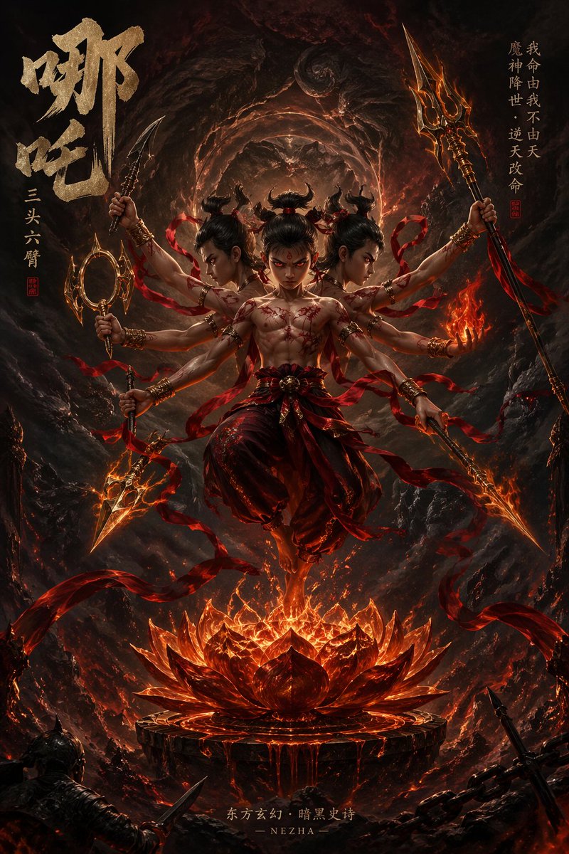 Epic Fantasy Novel Cover for Nezha - AI image template preview