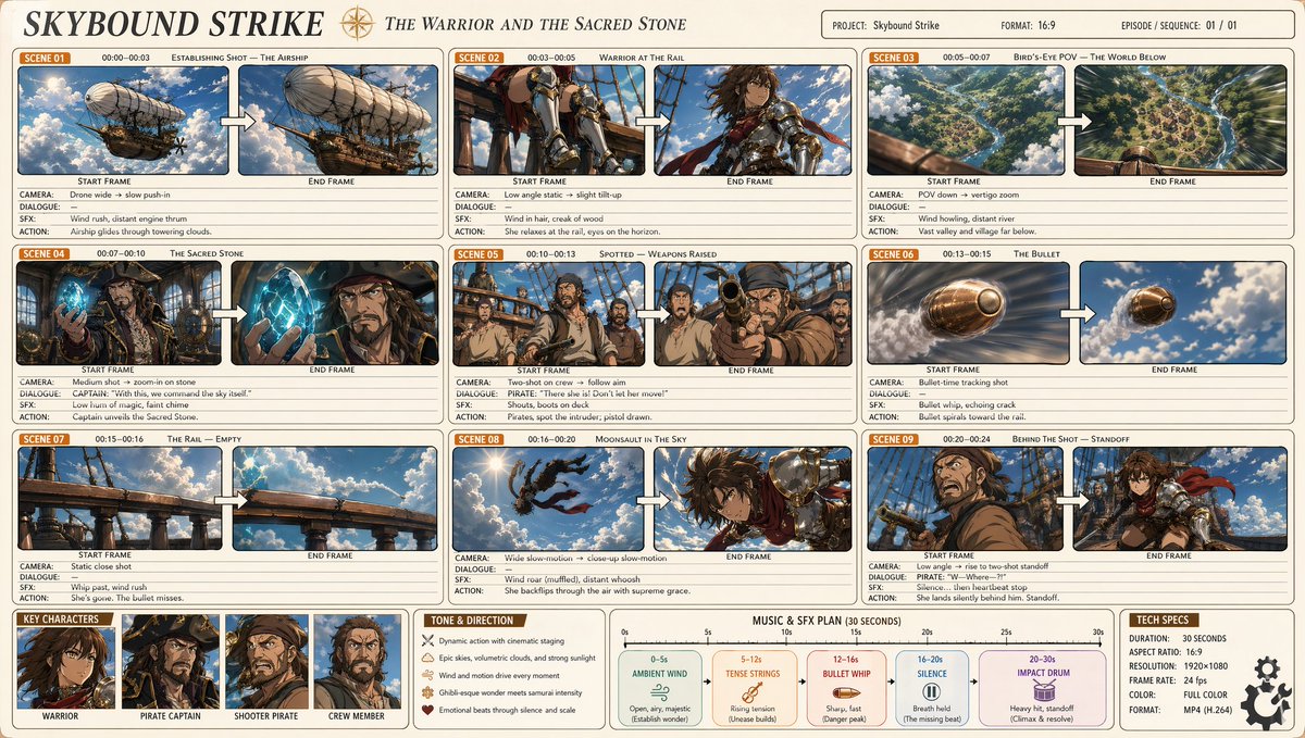 Professional Anime Cinematic Storyboard - AI image template preview