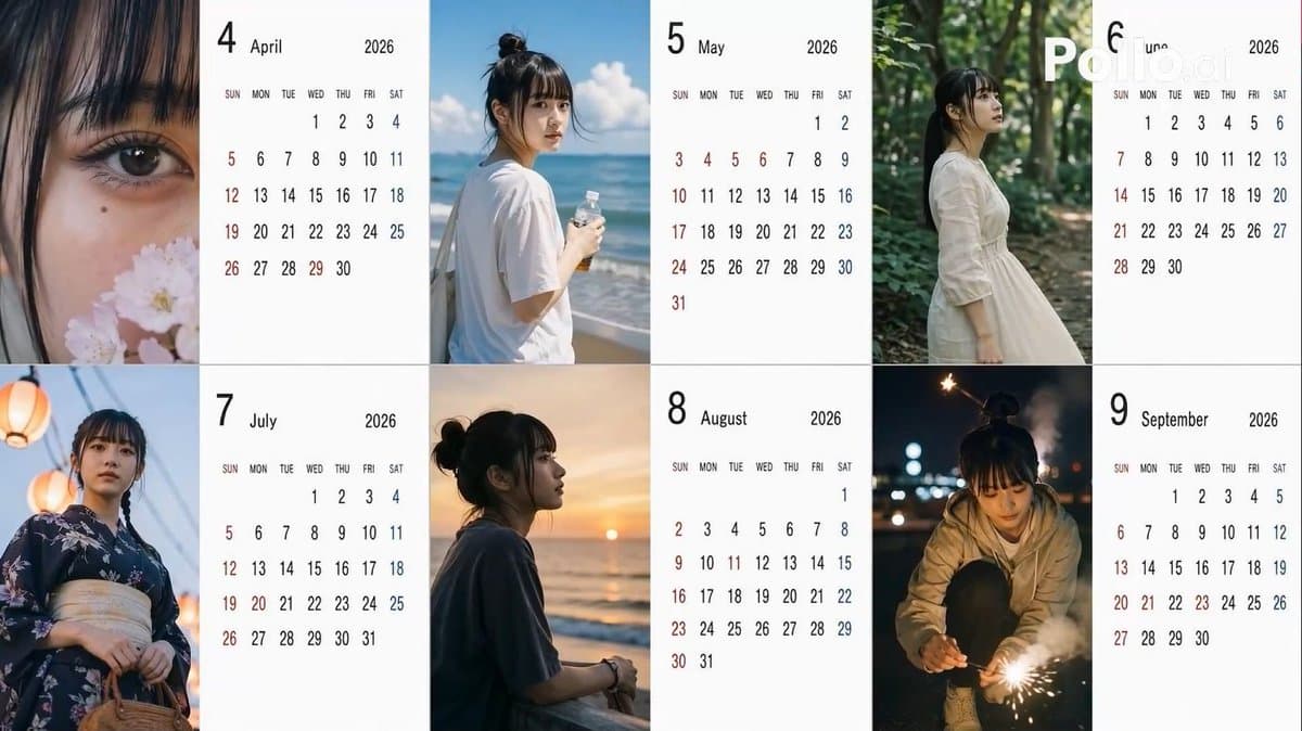 Candid 2026 Japanese Calendar Prompt - AI image template preview