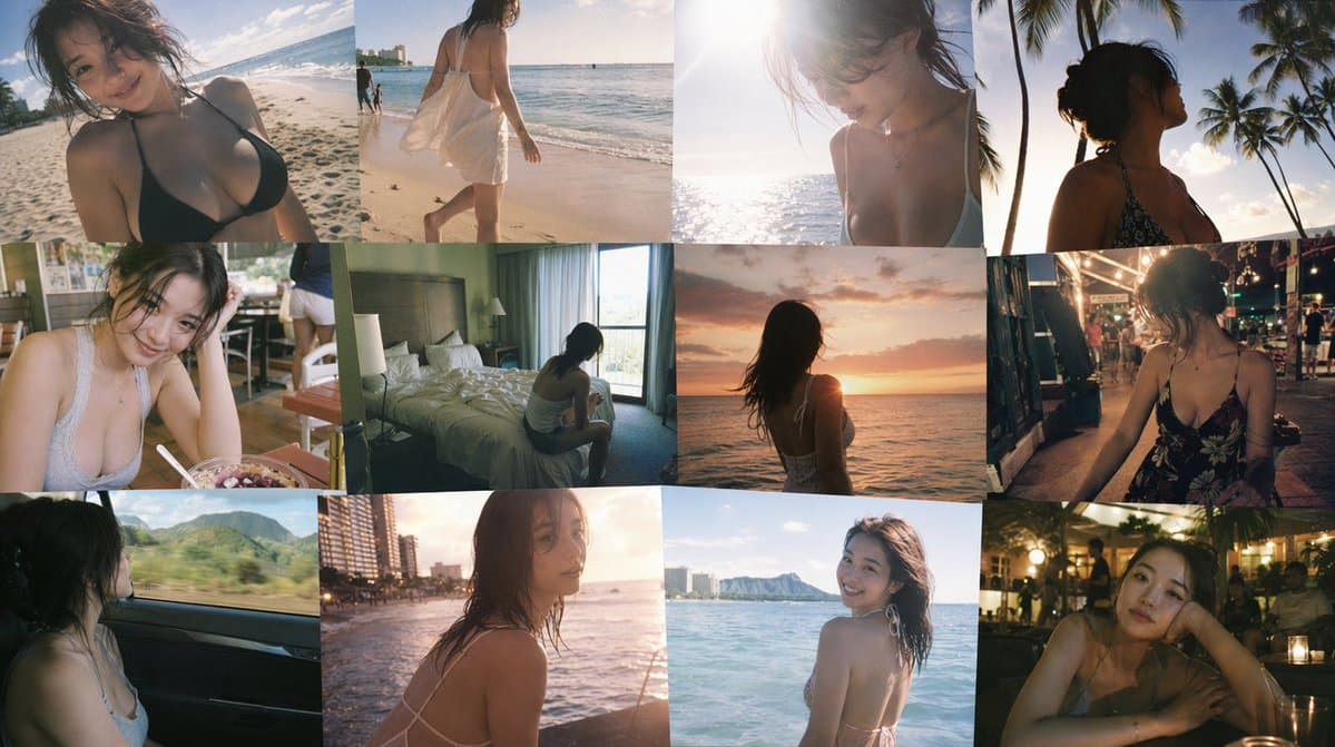 Emotional Hawaii Solo Travel Collage - AI image template preview