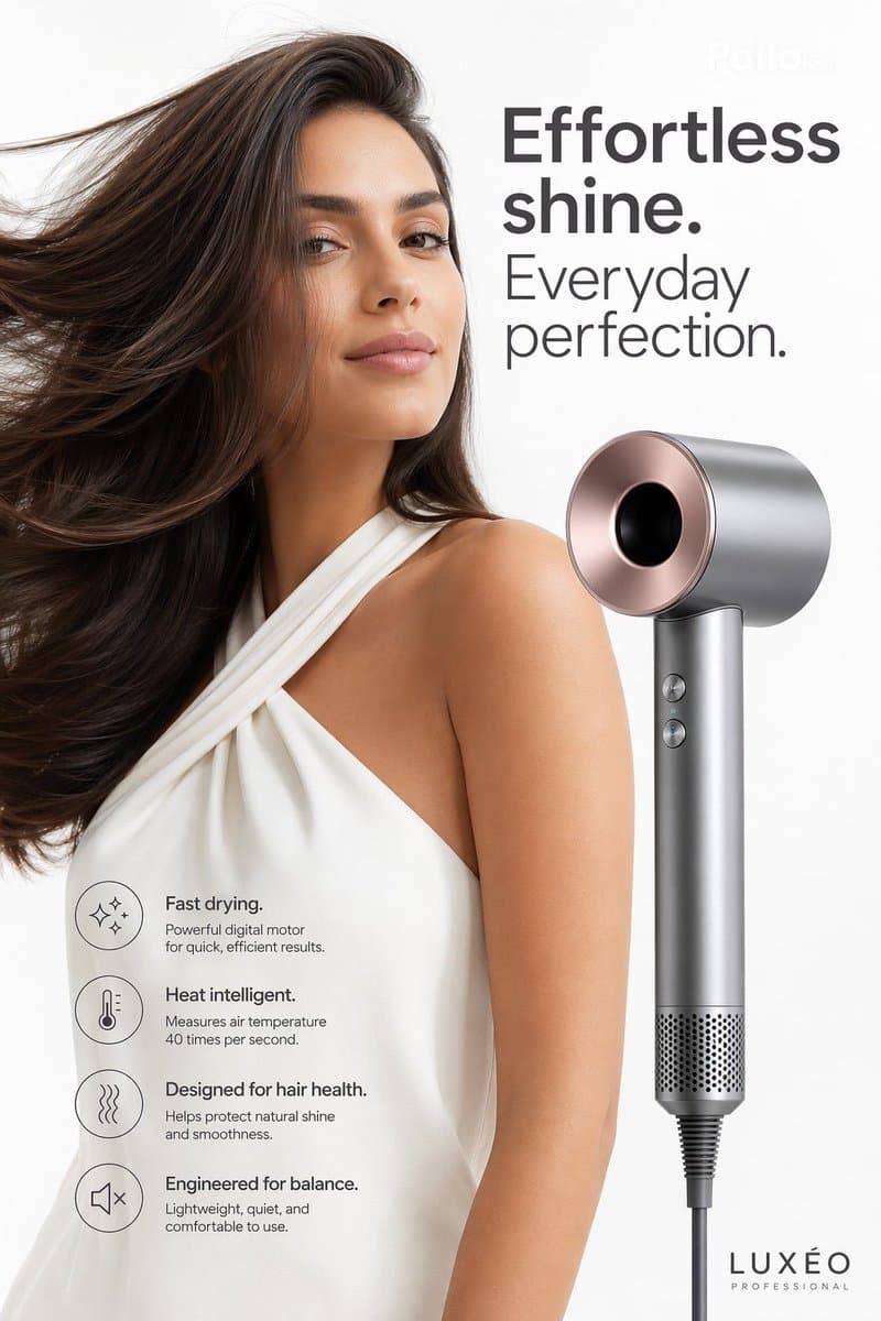 Luxury Hair Dryer Beauty Ad - AI image template preview