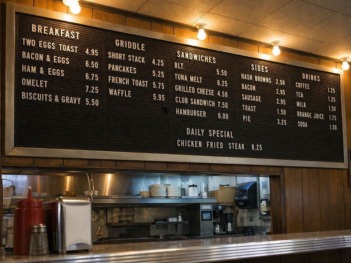 Vintage Diner Menu Board Scene - AI image template preview