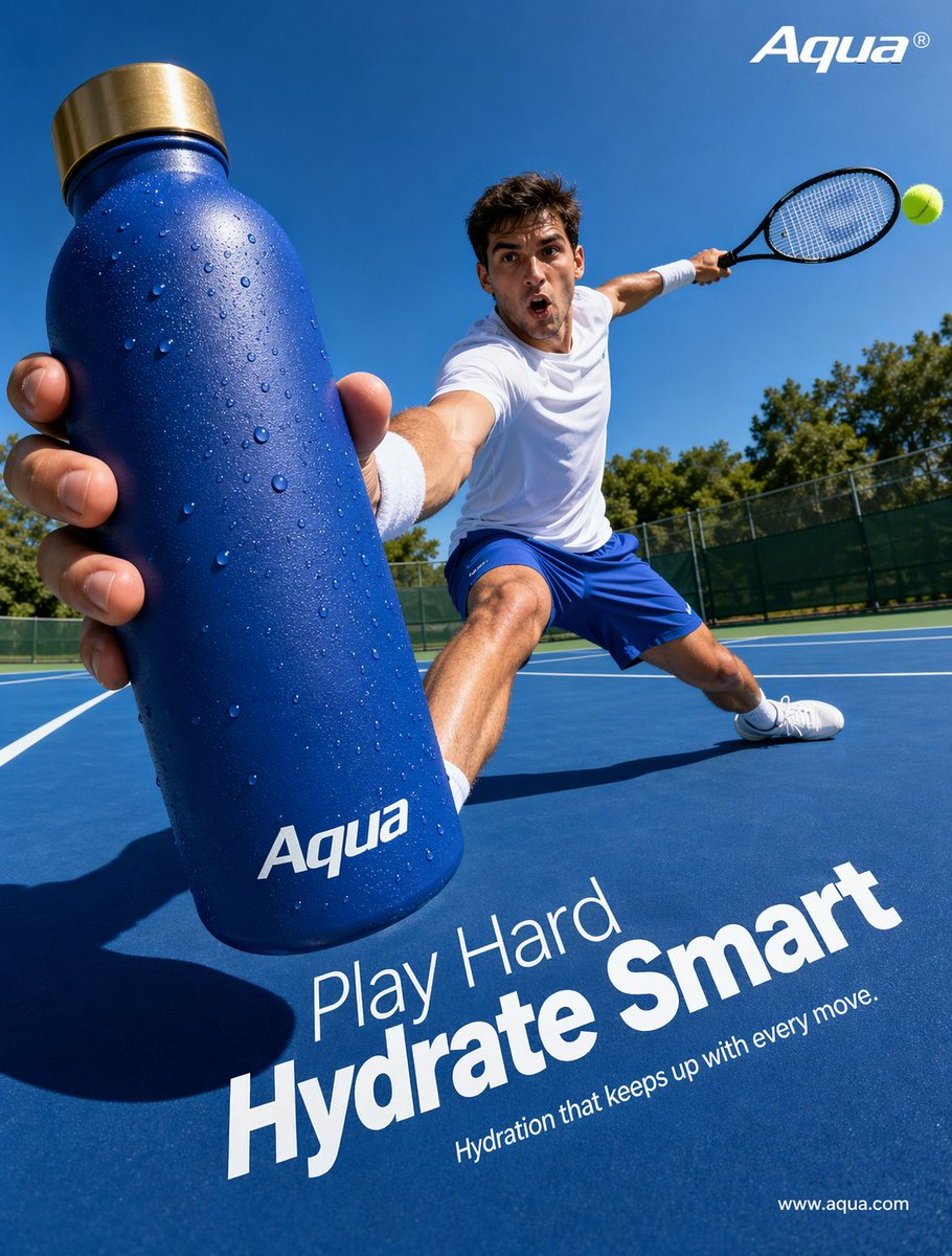 Tennis Hydration Ad Poster - AI image template preview