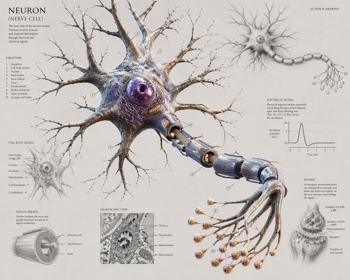 Scientific Neuron Anatomy Poster - AI image template preview