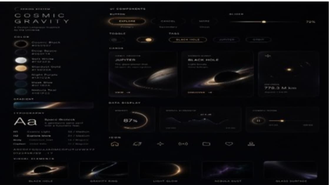 Cosmic Gravity Glass UI System - AI image template preview