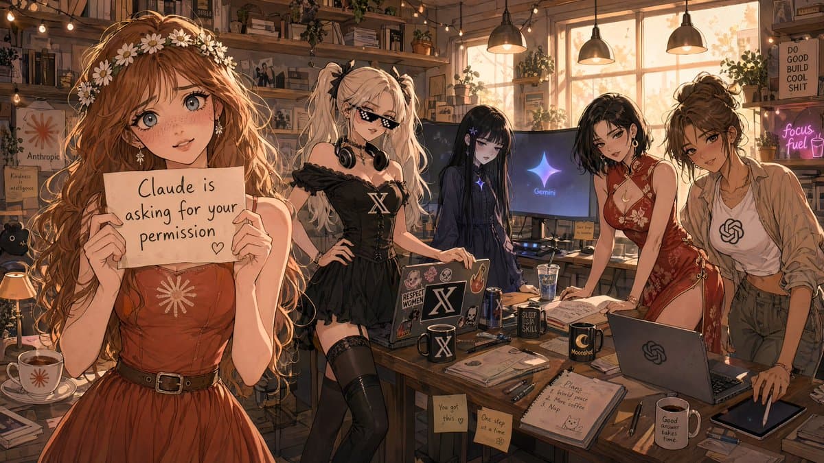Anime AI Studio Girls at Sunset - AI image template preview