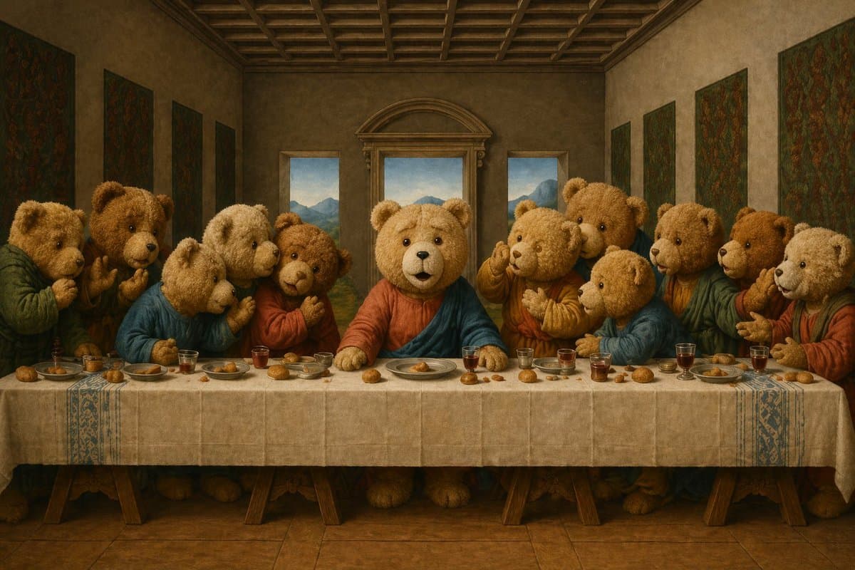 Teddy Bear Last Supper - AI image template preview