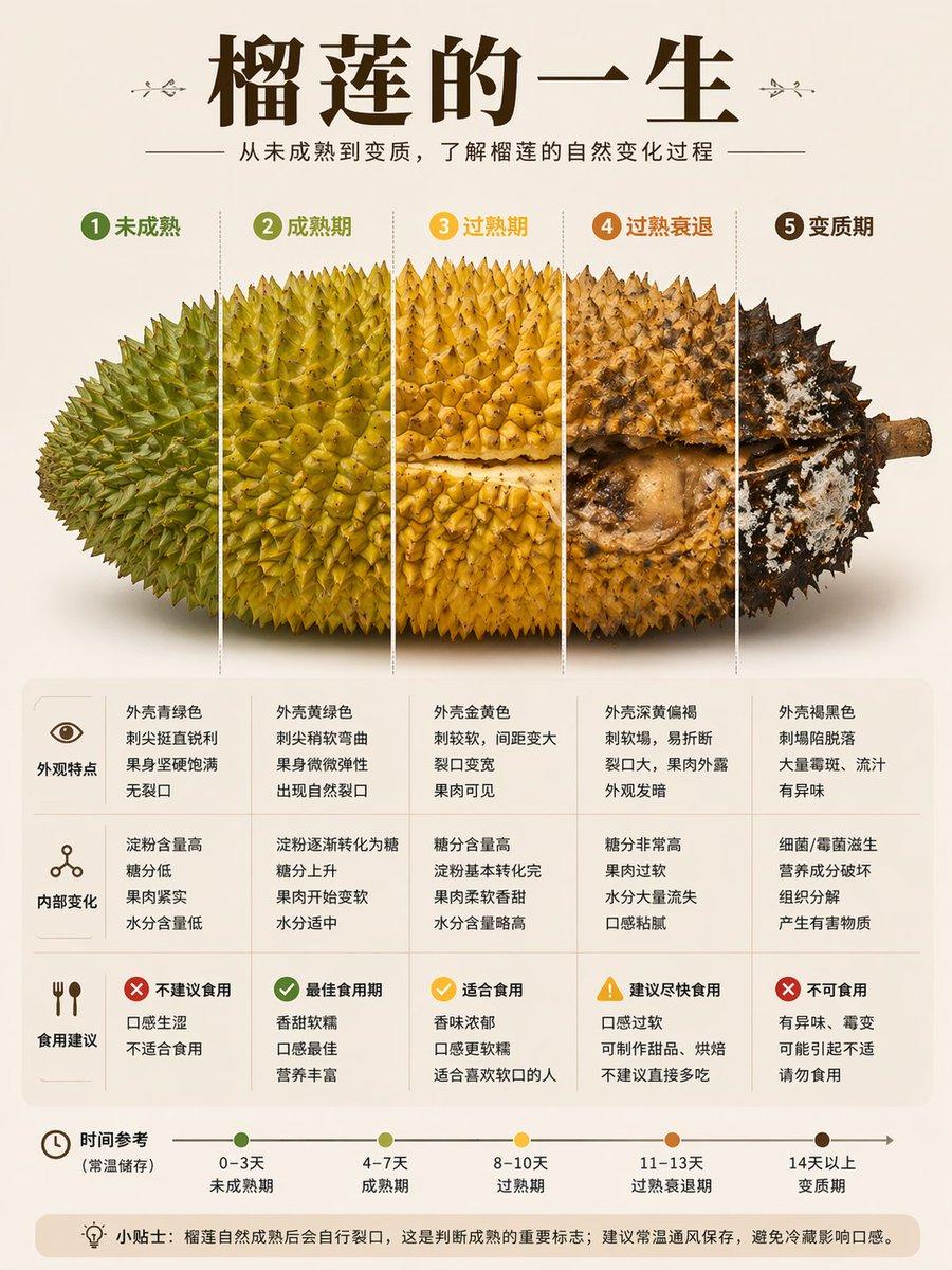 Durian Ripening Lifecycle Infographic - AI image template preview