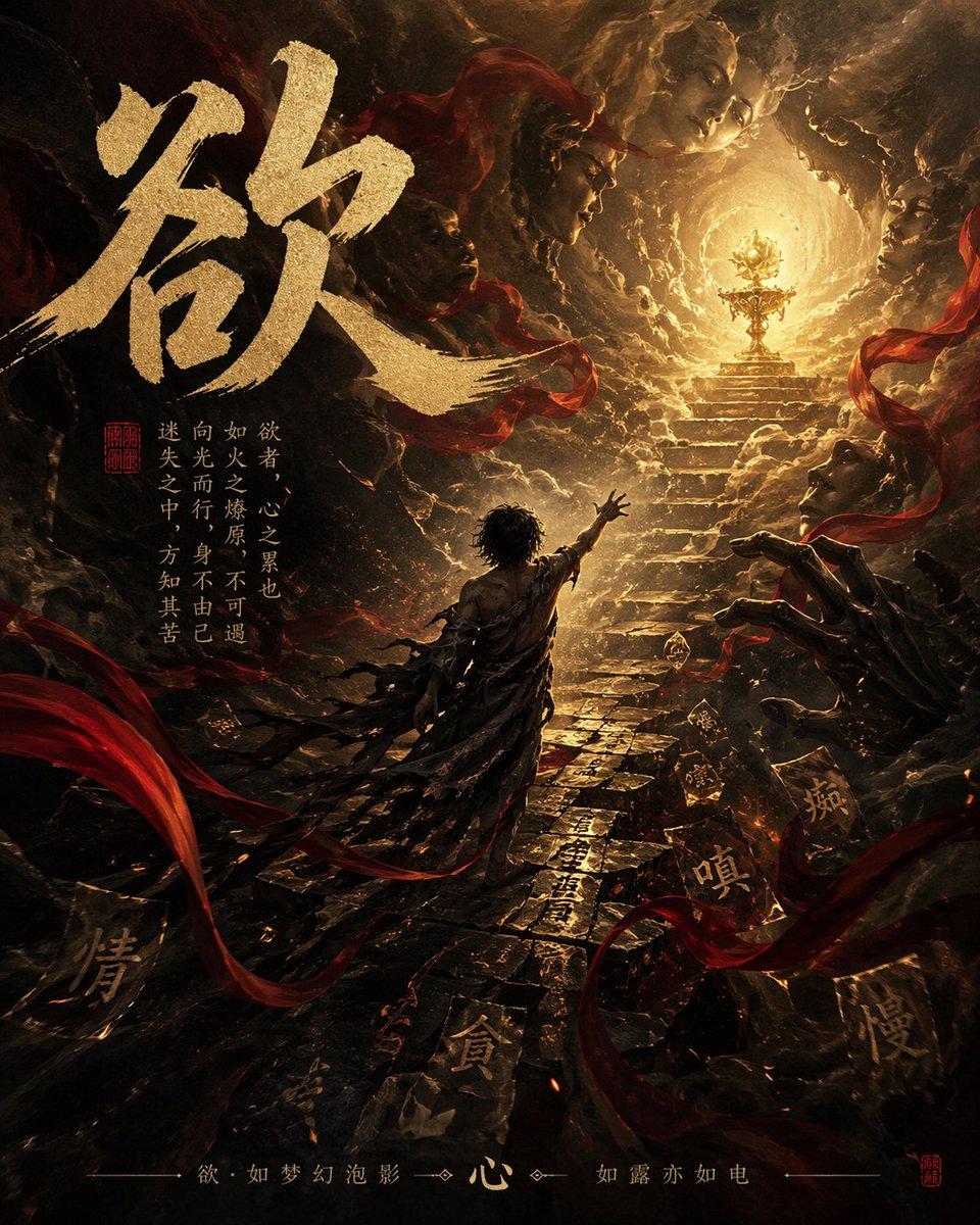 Dark Chinese Fantasy Desire Poster - AI image template preview