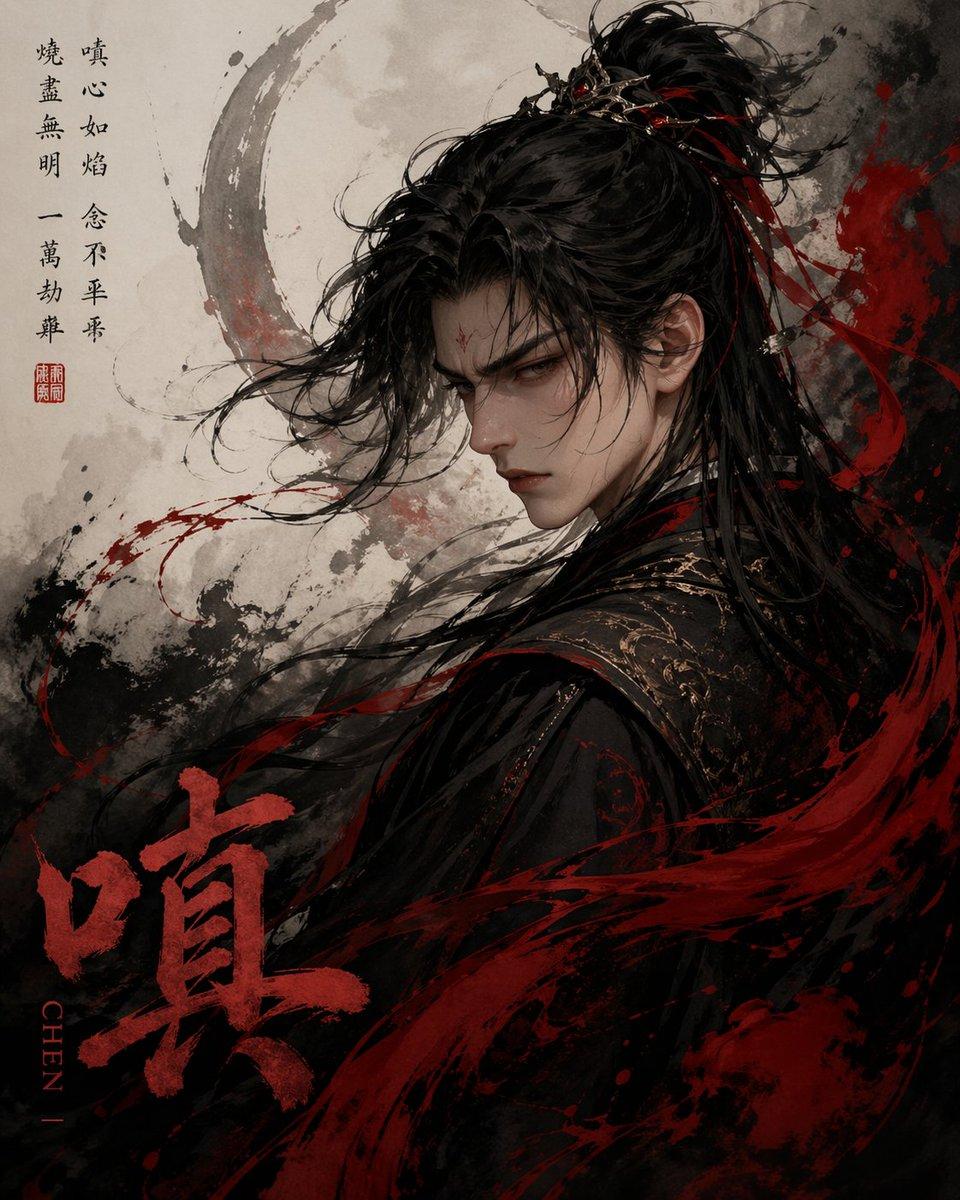 Chinese Ink Fury Character Poster - AI image template preview