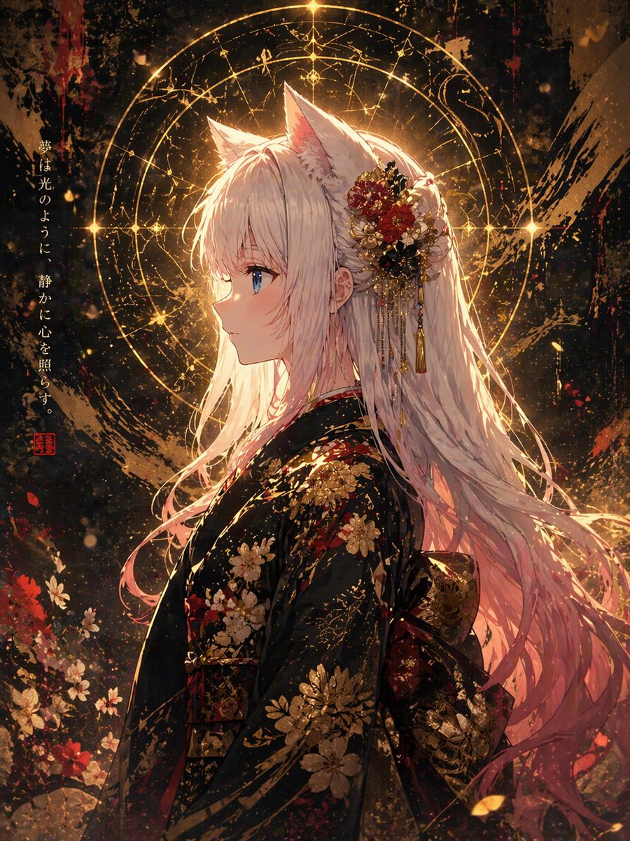 Fox Spirit Kimono Portrait - AI image template preview