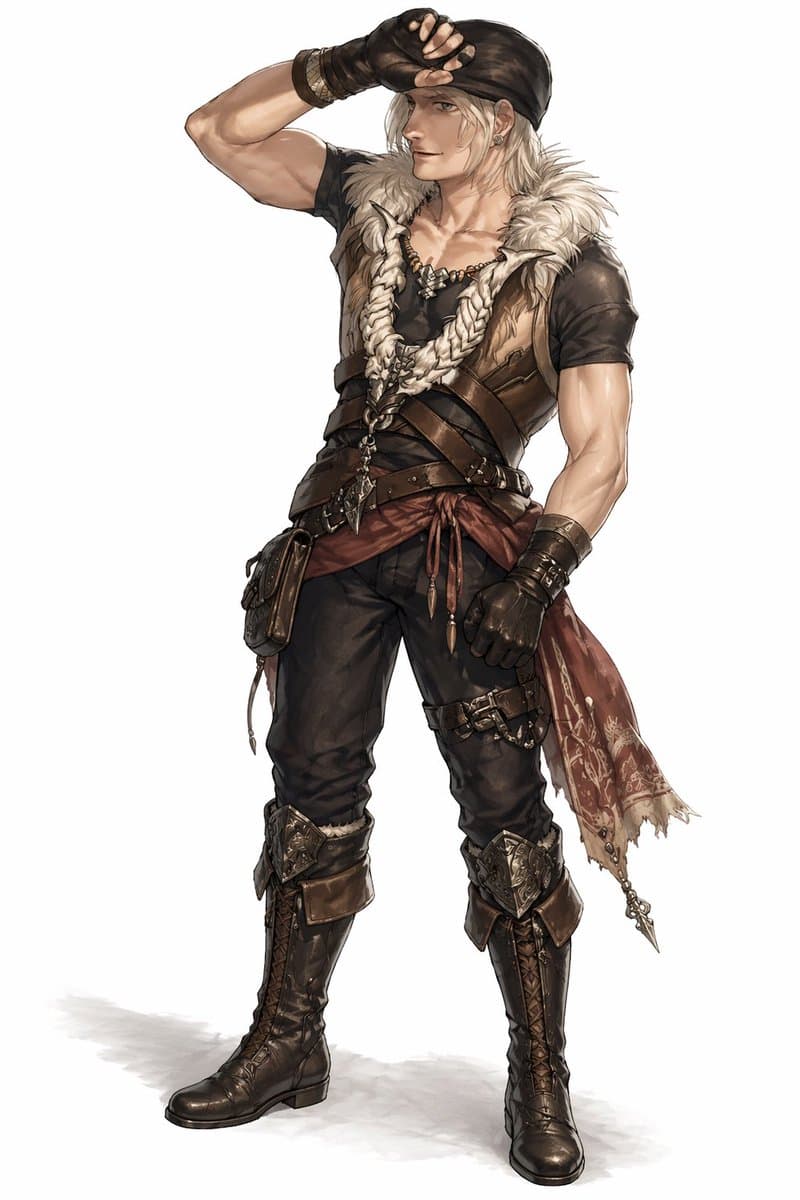 Full-Body Fantasy Adventurer Male - AI image template preview