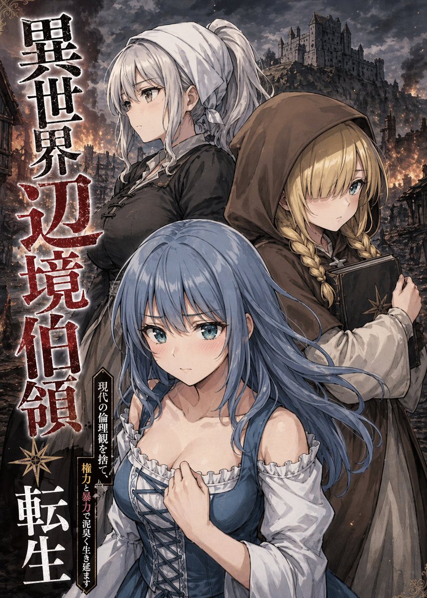 Dark Fantasy Isekai Novel Cover - AI image template preview